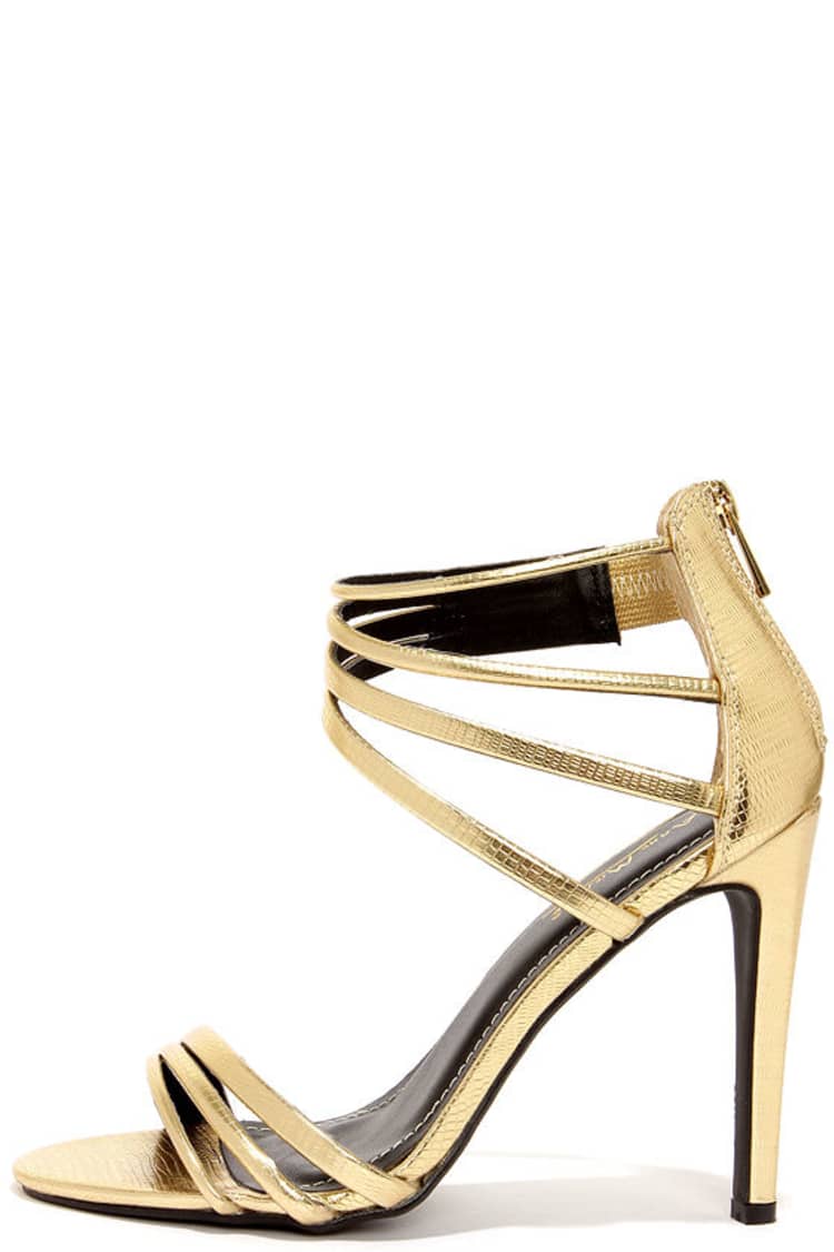 Pretty Gold Heels - High Heel Sandals - Dress Sandals - $31.00 - Lulus