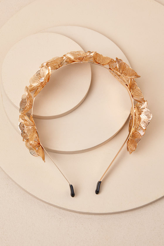 Shining Sweetheart Gold Rhinestone Flower Headband