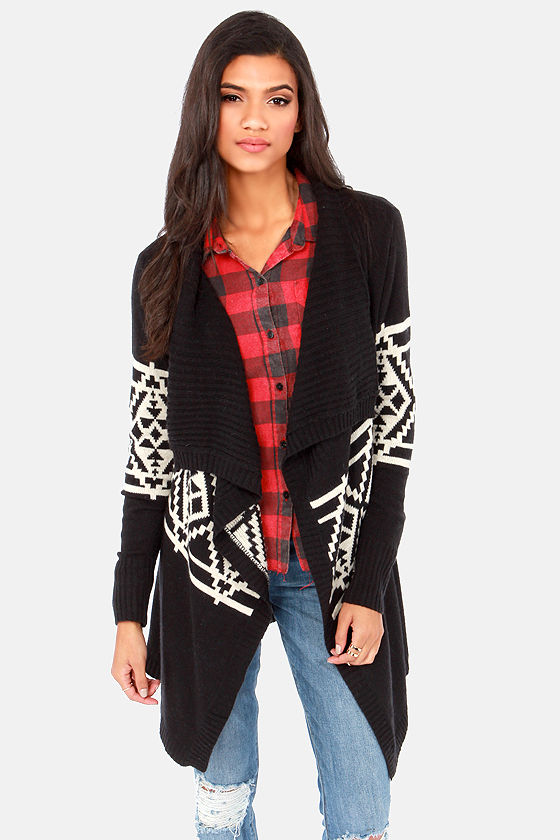 Cute Print Cardigan - Black Cardigan - Wrap Sweater - $84.00 - Lulus