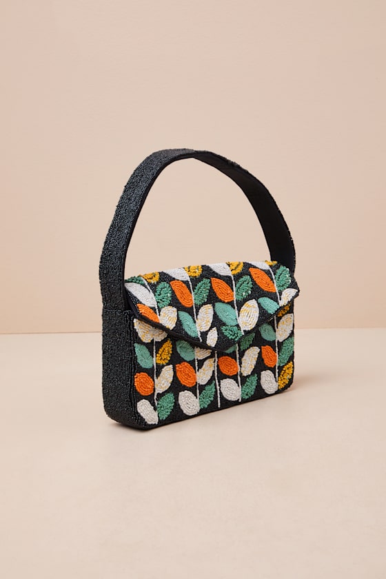 LULUS LOUELLEN BLACK MULTI BEADED HANDBAG