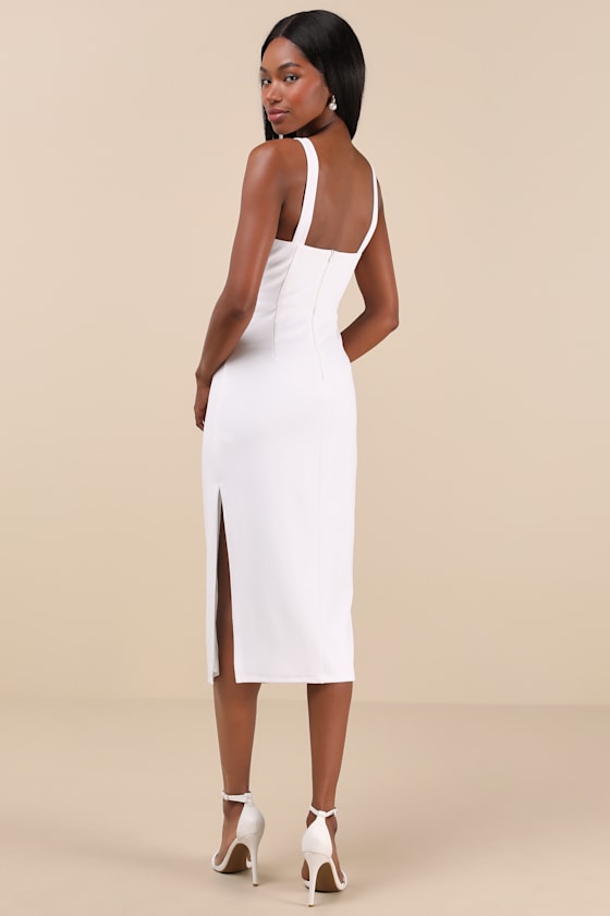 Shop Lulus Vibrant Allure Square Neck Sleeveless Bodycon Midi Dress