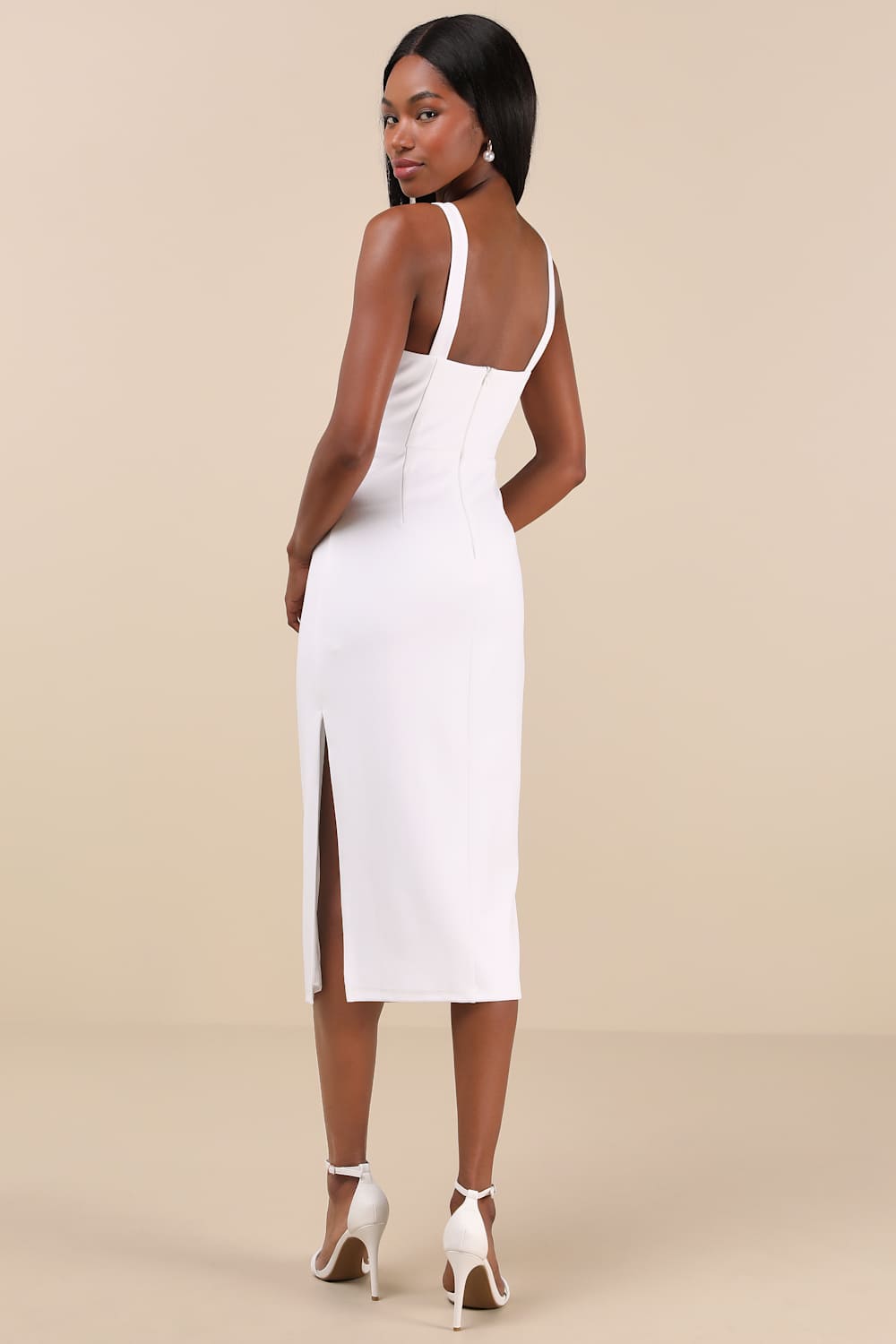 Vibrant Allure Square Neck Sleeveless Bodycon Midi Dress