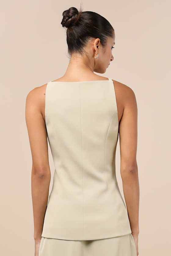 LULUS POLISHED INFLUENCE LIGHT GREEN BUTTON-FRONT VEST TOP 