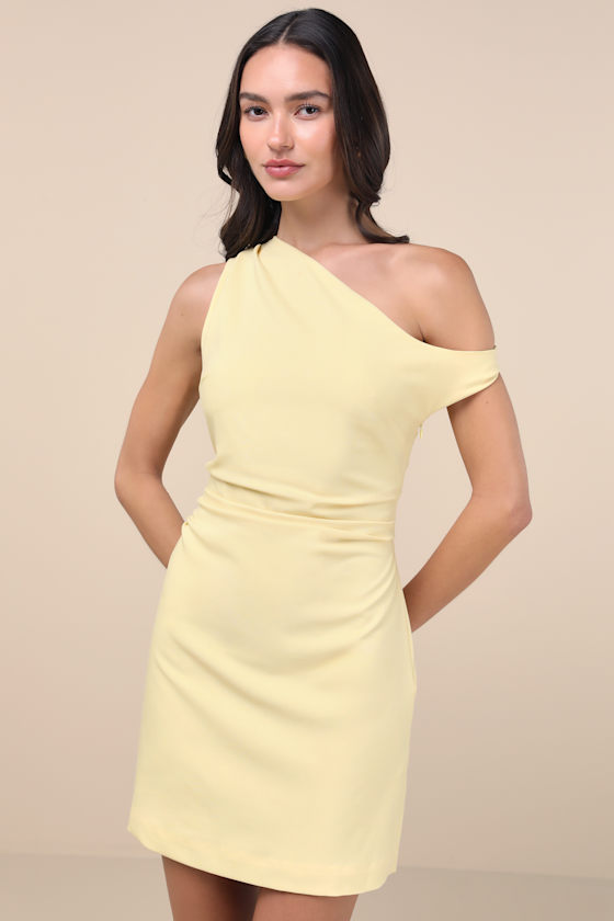 Nellie Light Yellow Off-the-Shoulder Mini Dress