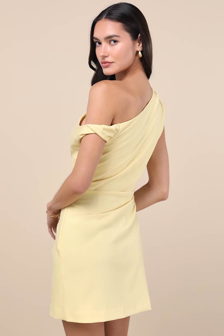 Nellie Light Yellow Off-the-Shoulder Mini Dress