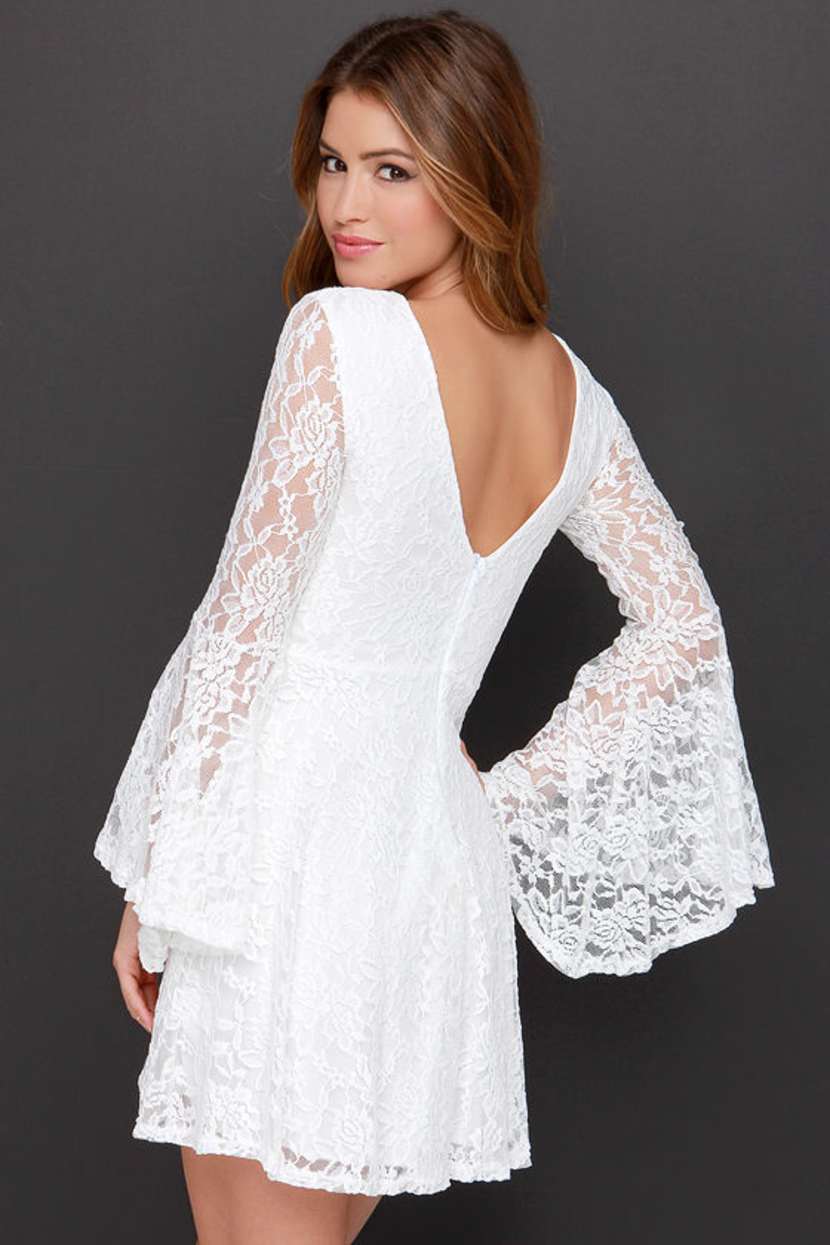 Cute White Dress - Long Sleeve Dress - Lace Dress - $38.00 - Lulus