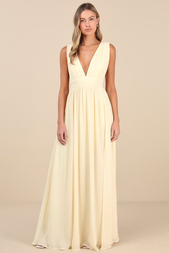 Image of Heavenly Hues Pale Yellow Maxi Dress