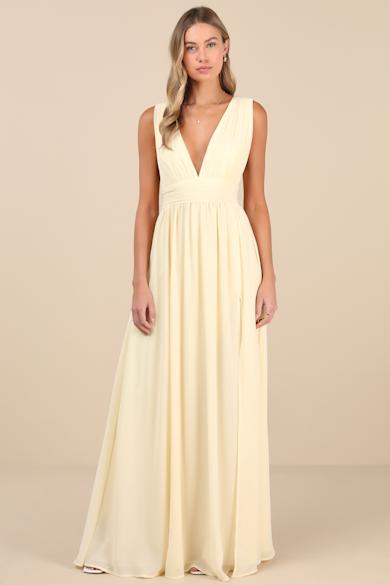 strapless open back dress Jovani 40374 Prom Dress - Light Yellow