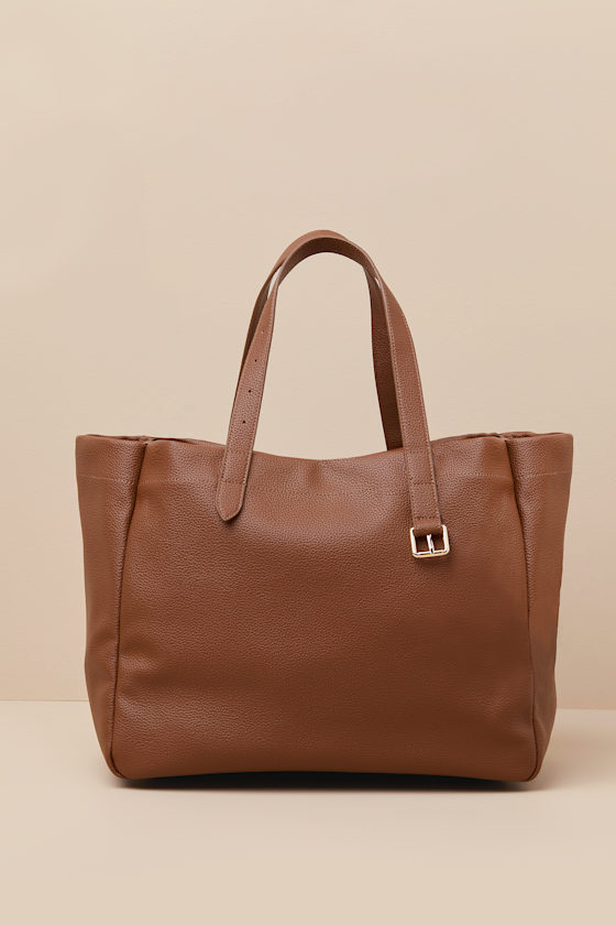 [JILLSTUART]★TOFFEE NUT FLEECE 配色 VEGAN LEATHER TOTE BAG Cute Brown Tote - Vegan Leather Tote - Tote Bag - Large Tote