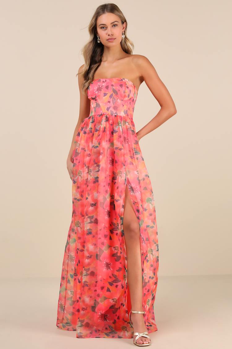 white christmas dresses Z Supply Balos Jardin Floral Maxi Dress In Persimmon Coral main image 0