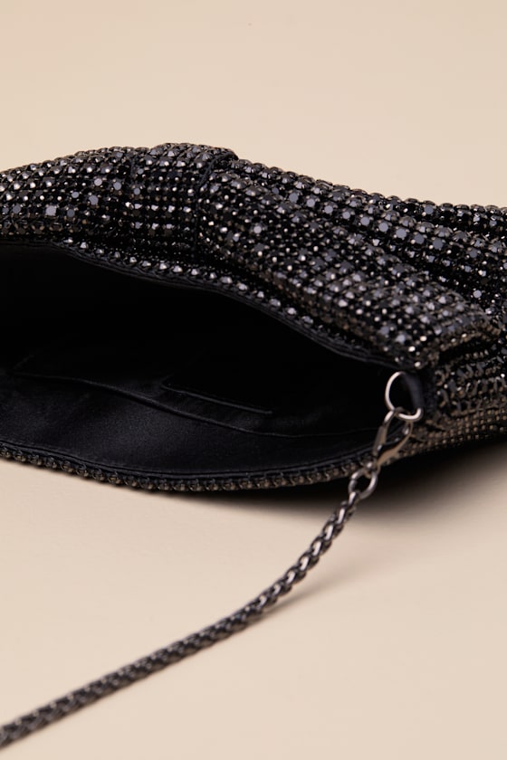 Dolce Vita Isabella Black Rhinestone Bow Clutch In Black