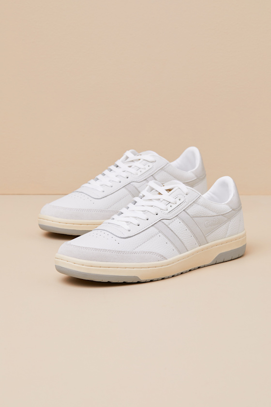 Falcon Mirror White and Silver Leather Lace-Up Sneakers 1