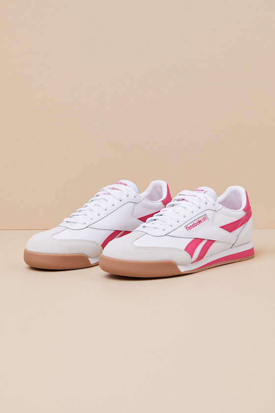 Campio Ftw White and Bold Pink Leather Sneakers 1