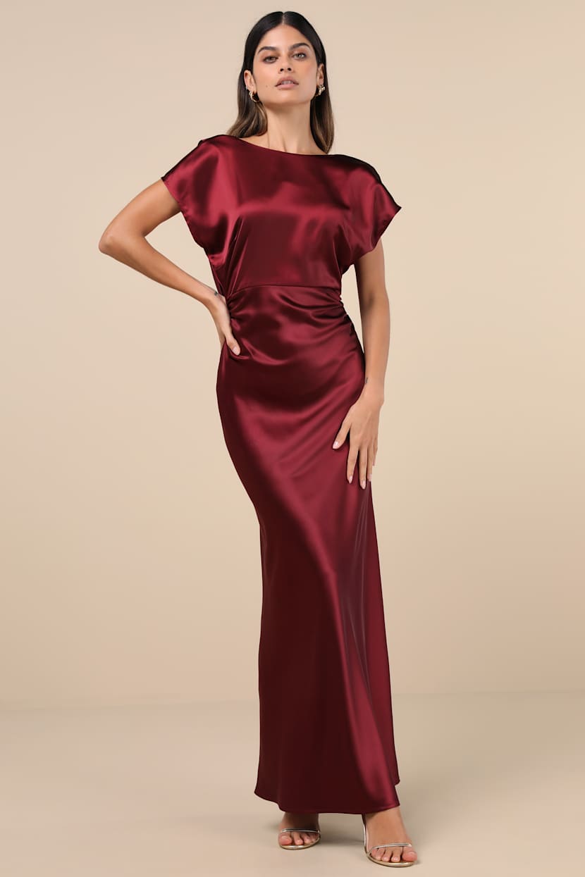 ladies formal dresses uk Mermaid Backless Burgundy Lace Long Prom Dress with Train, Mermaid Win –  abcprom main image 1