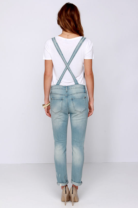 Cute Denim Overalls Light Wash Overalls Distressed Overalls 64.00