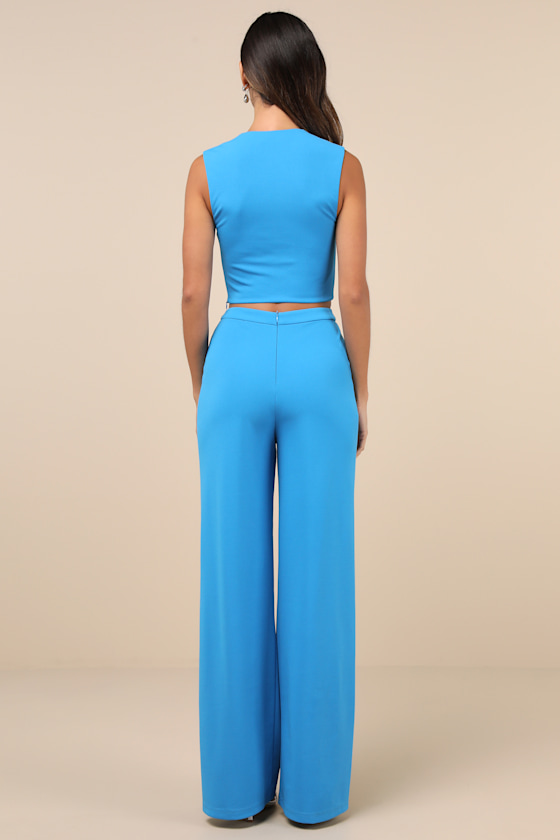 Lulus Enticing Endeavor Bright Blue Two-piece Jumpsuit In Blue