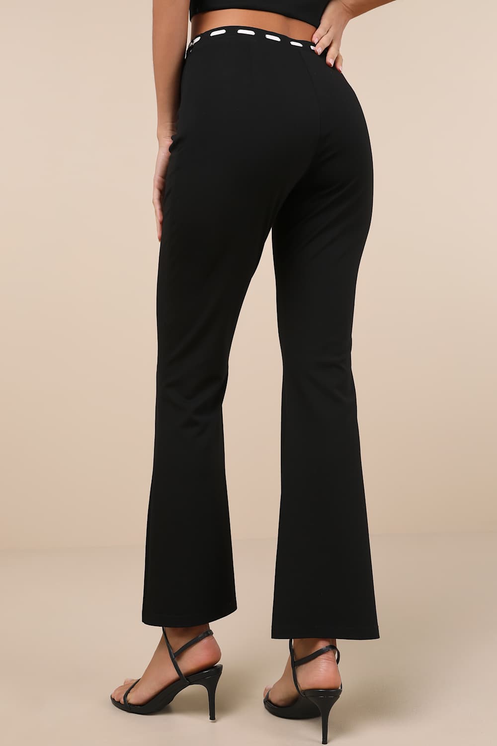 Jalie Black Ribbon Mid-Rise Flare Pants