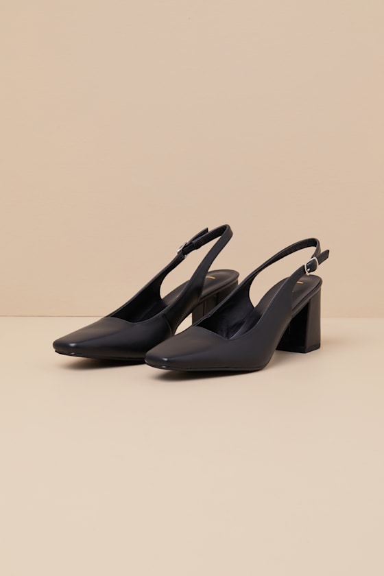 Lulus Sadia Black Pointed-toe Slingback Pumps In Black