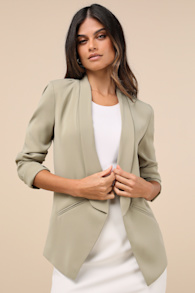 Miss Punctuality Light Green Lightweight Blazer