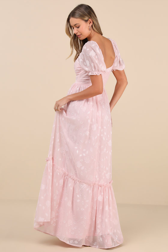 Lulus Phenomenal Sweetness Pink Floral Burnout Bustier Maxi Dress In Pink