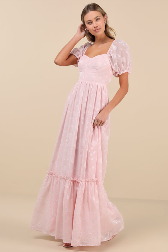 Lulus Phenomenal Sweetness Pink Floral Burnout Bustier Maxi Dress In Pink