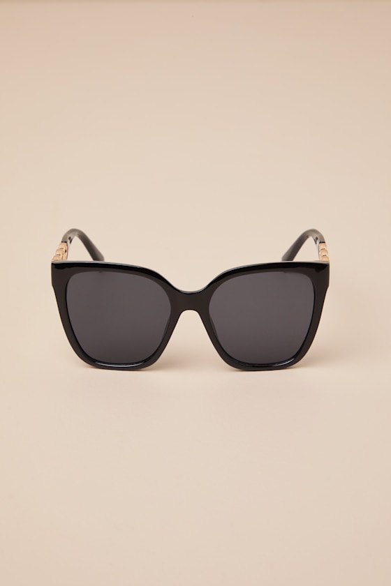 Shop Lulus Nadica Black And Gold Oversized Square Sunglasses