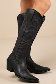 Raisin Kane Black Knee-High Western Boots 2