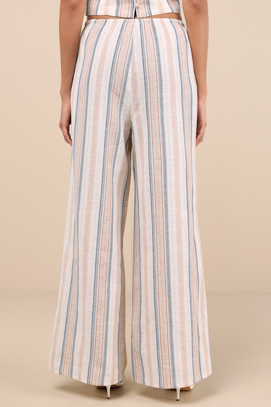 Shop Lulus Raylon White Multi Striped Wide-leg Pants