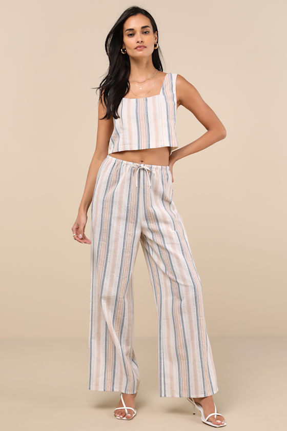 Lulus Raylon White Multi Striped Tank Top In White