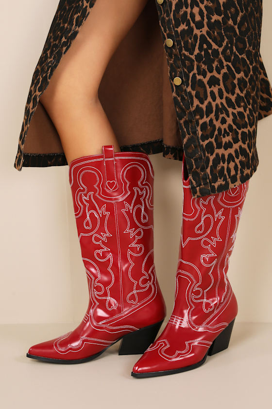 Billini Zaine Garnet Shine - Mid-Calf Western Boots - Red Boots