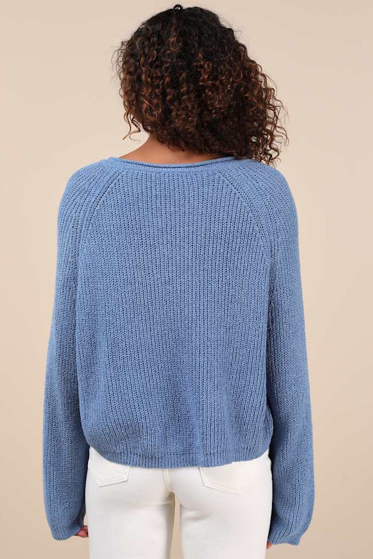 Deela Blue V-Neck Pullover Sweater