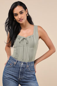 Kessa Olive Green Bustier Tank Top