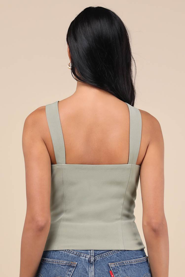 Kessa Olive Green Bustier Tank Top