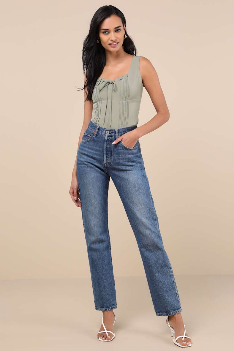 Kessa Olive Green Bustier Tank Top