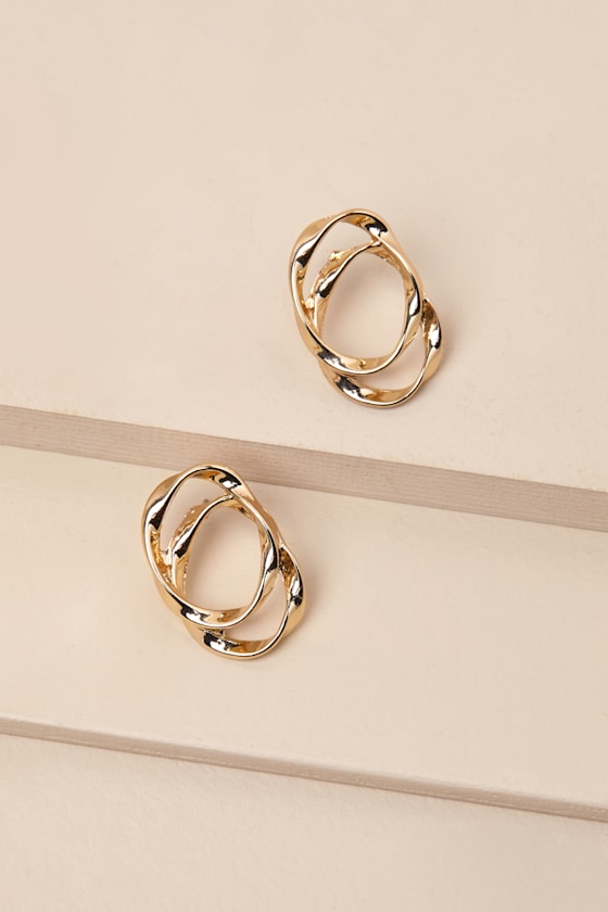 LULUS FARIHA GOLD DOUBLE LAYERED HOOP EARRINGS