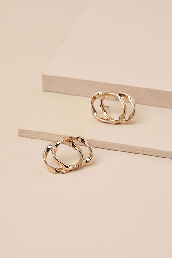 LULUS FARIHA GOLD DOUBLE LAYERED HOOP EARRINGS