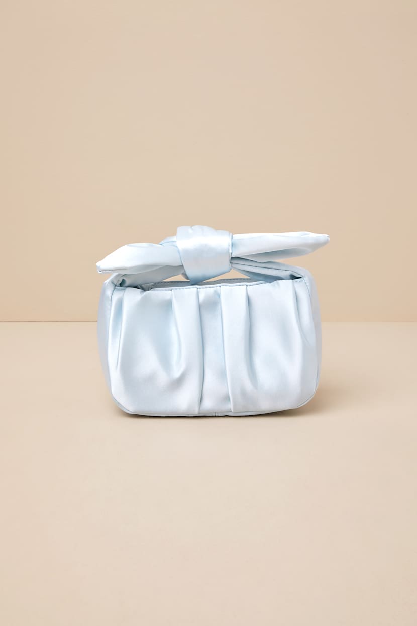 Light Blue Clutch Bag - Satin Bag - Knot Handle Bag - Clutch - Lulus