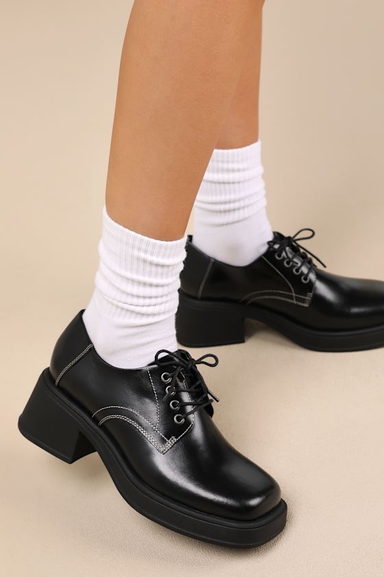 Vagabond Dorah - Black Leather Oxfords - Lace-Up Oxford Loafers