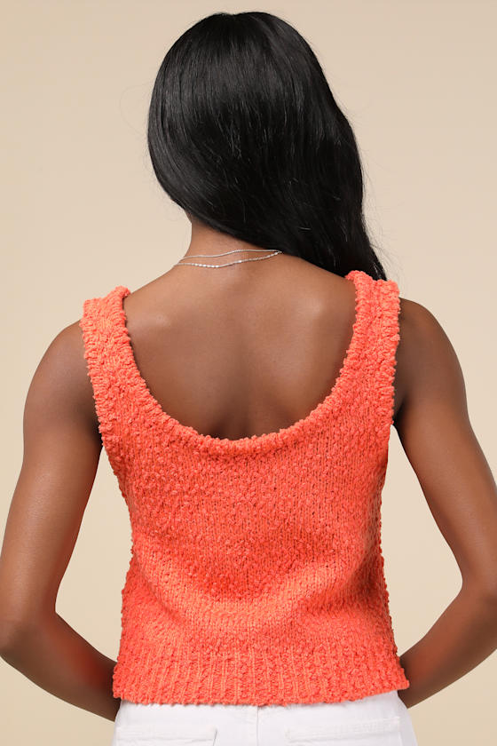 Lulus Easily The Cutest Orange Knit Cropped Tank Top In Orange