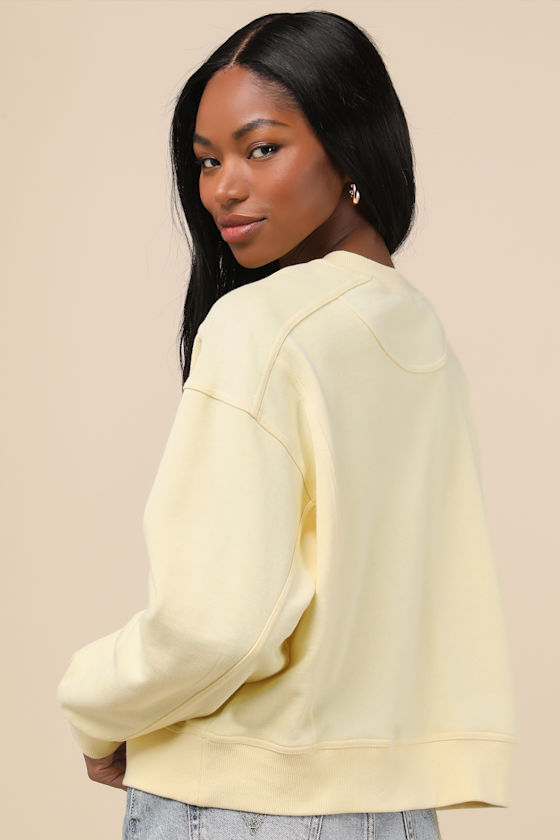 Lulus Darby Pale Yellow Pullover Sweatshirt In Yellow