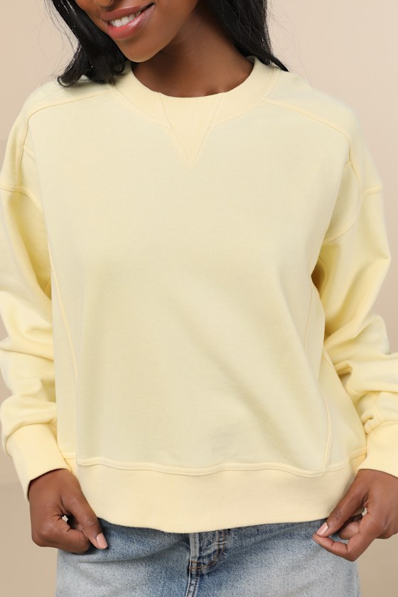 Lulus Darby Pale Yellow Pullover Sweatshirt In Yellow