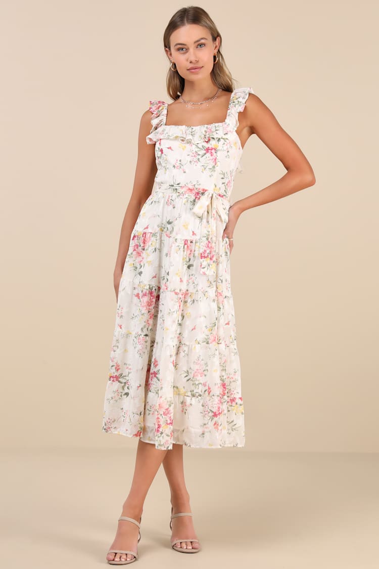 topshop green cut out dress Amina Midi Dress in Green City Floral Olive main image 1