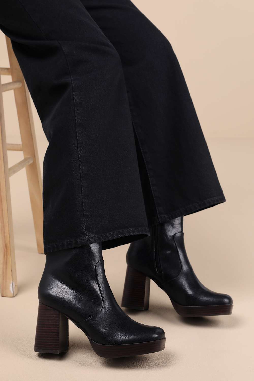Corbinn Black Platform Ankle Booties