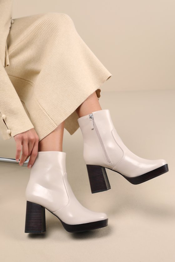 Corbinn Bone Platform Ankle Booties 1