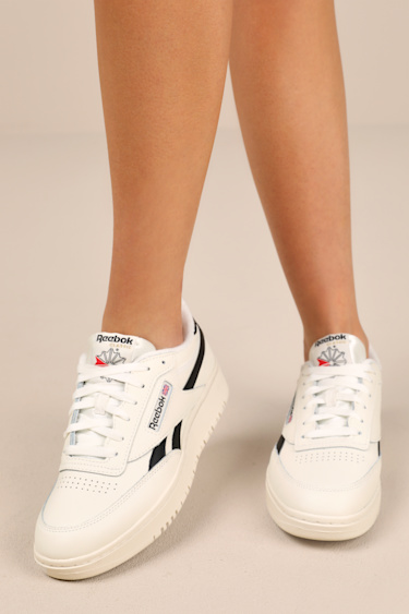 Club C Double Revenge Chalk and Core Black Leather Sneakers