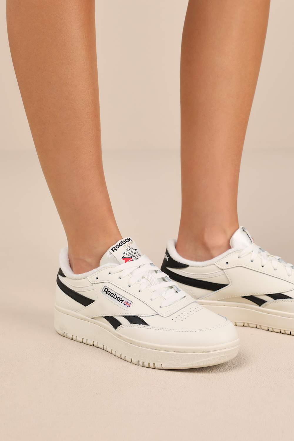 Club C Double Revenge Chalk and Core Black Leather Sneakers