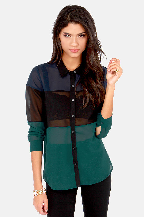 Olive & Oak Trio Service Navy, Black, and Teal Top