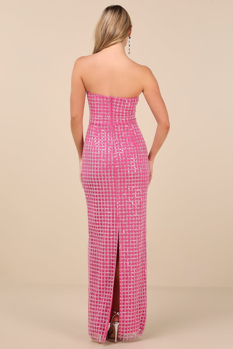 Pink Pearl Dress - Strapless Maxi Dress - Sequin Column Dress - Lulus