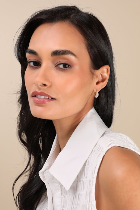 LULUS ETERNAL SHINE 14KT GOLD RHINESTONE HOOP EARRINGS