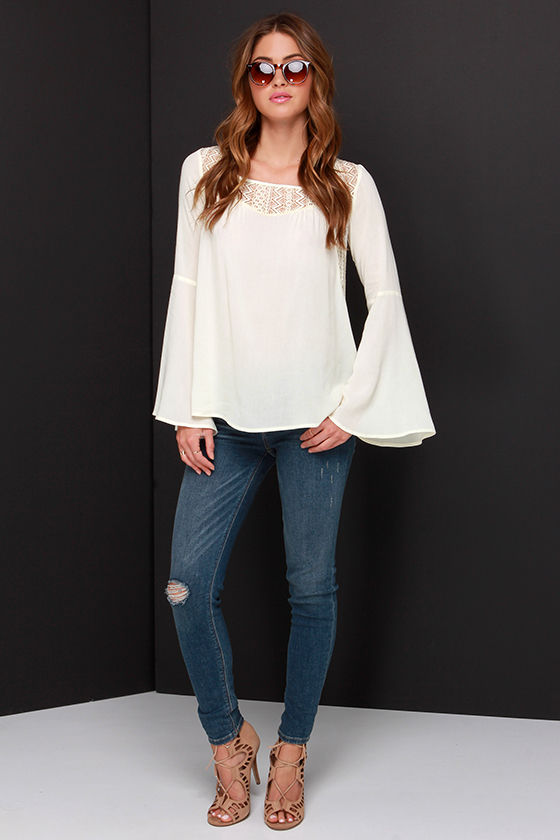 Bell Tolls Cream Lace Top